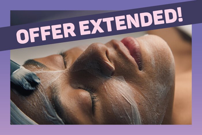 Offer Extended! Woman relaxing during a facial service. 